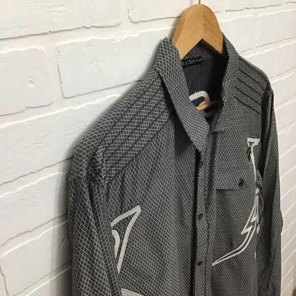 BLACKARV Men’s Grey 100% Cotton Button Down Shirt | Designer XXL Long Sleeve - Picture 5 of 15